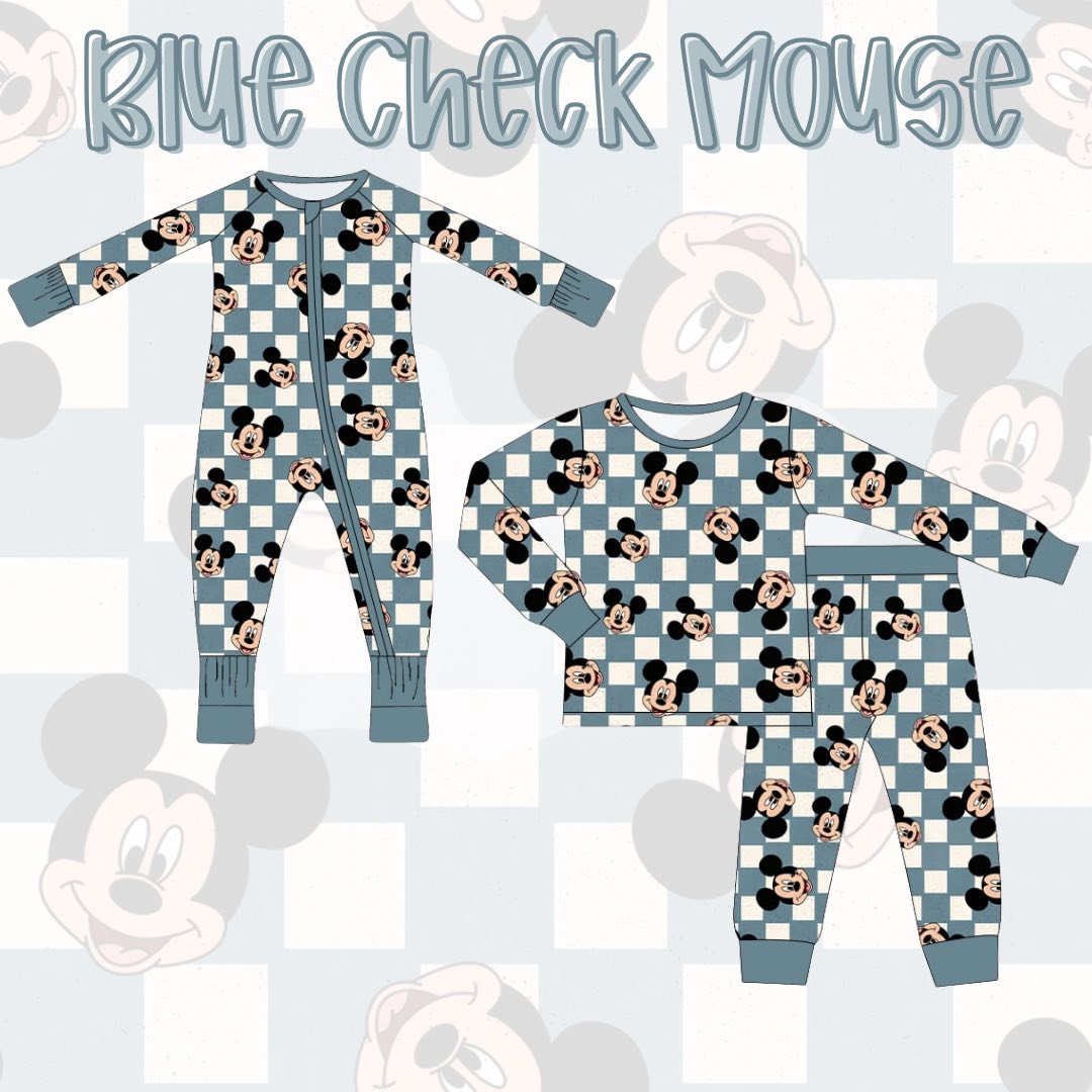 Blue Check Mouse Two Piece Set