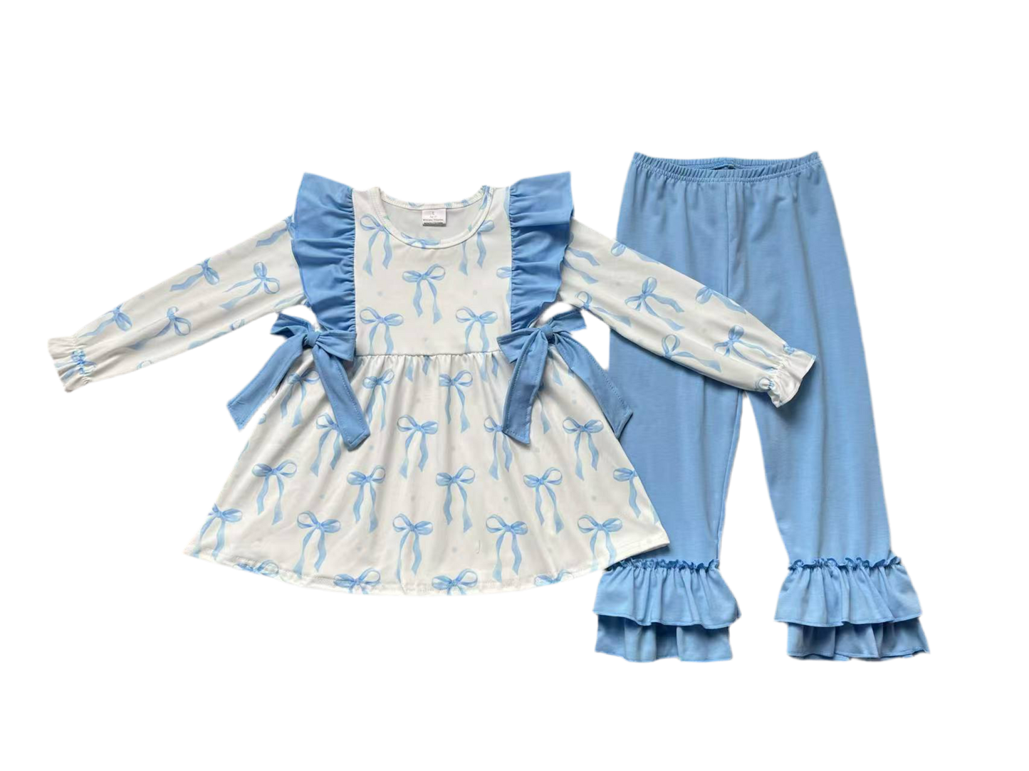 Blue Bow Long Sleeve Set
