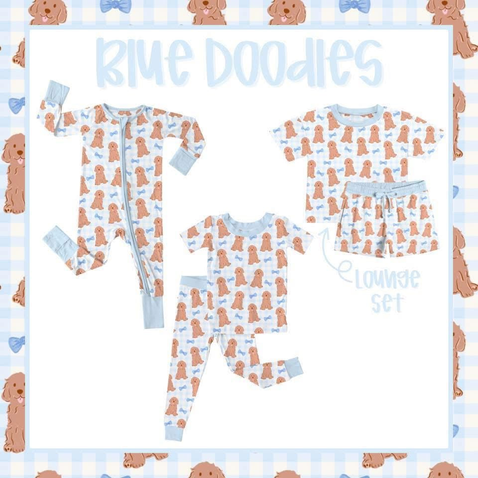Blue Doodles Two Piece Set