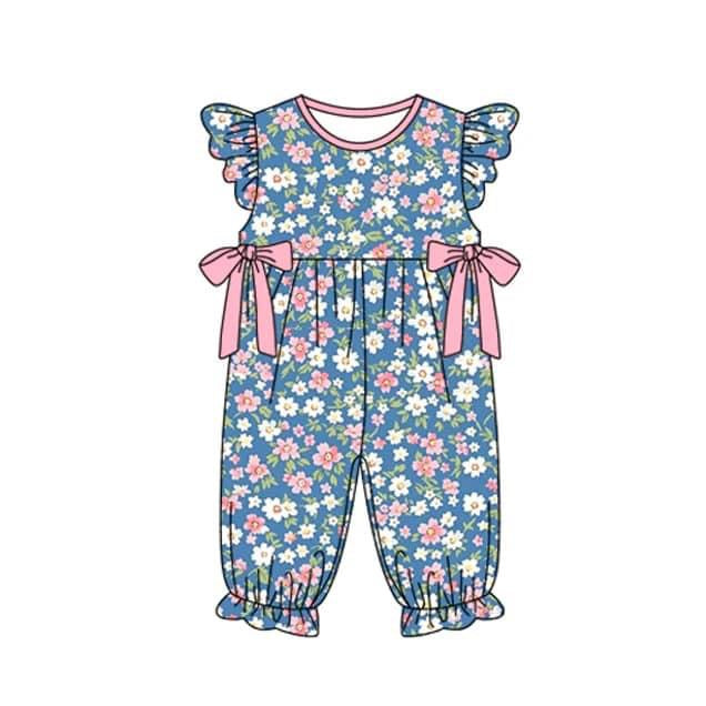 Navy & Pink Floral Romper