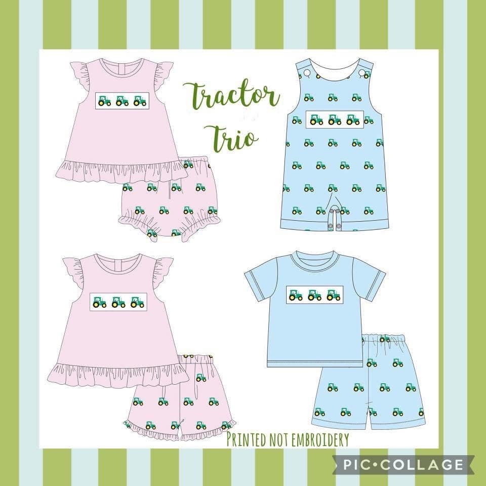 Tractor Trio Girls Diaper Set