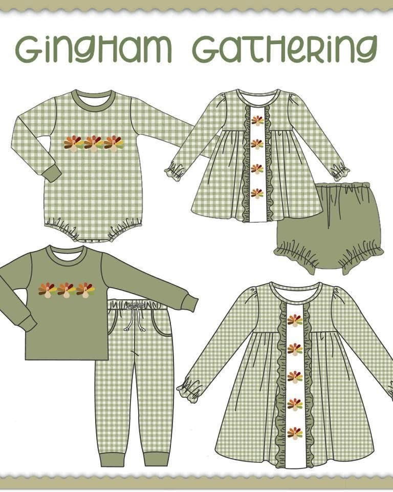 Gingham Gathering Girl Diaper Set