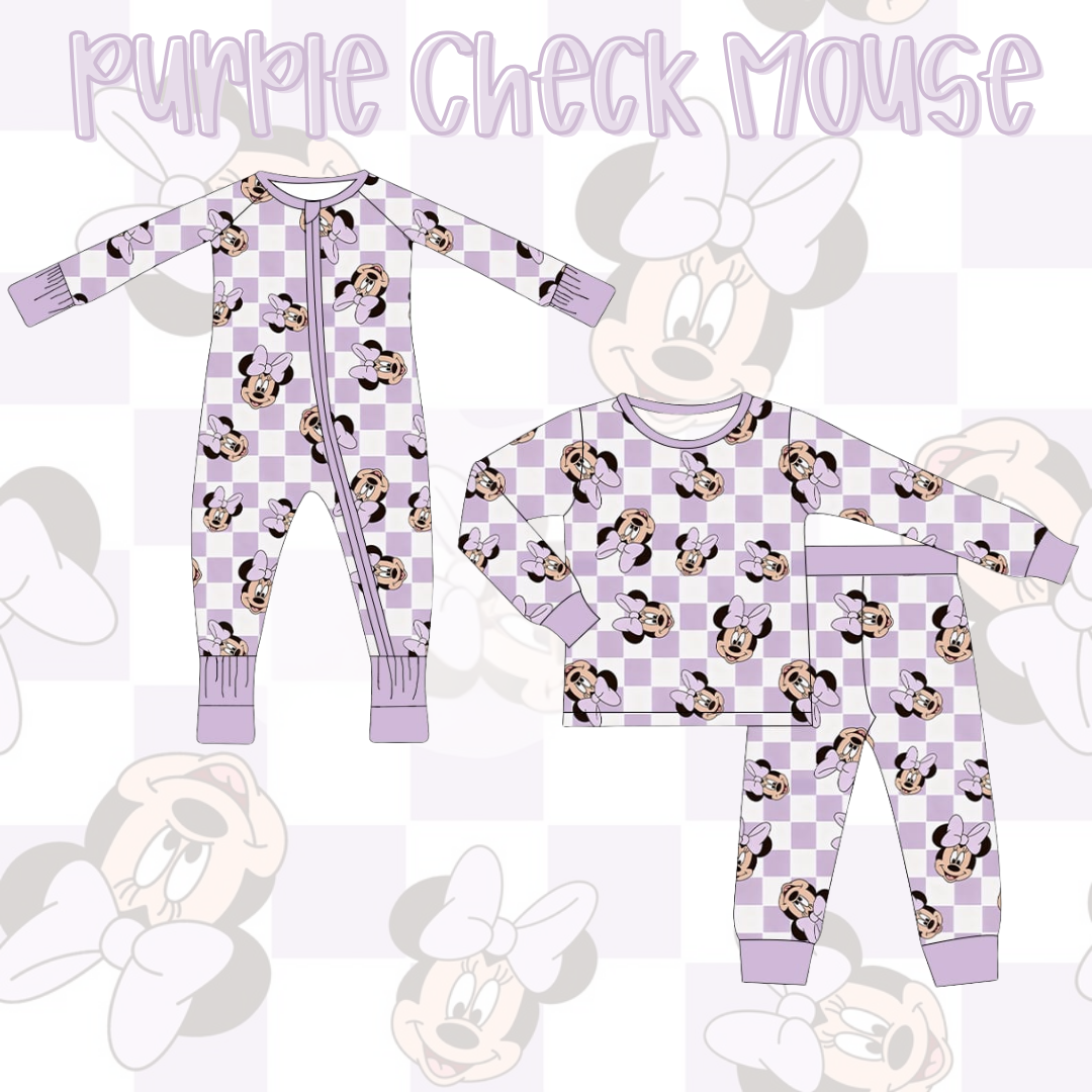 Purple Check Mouse Two Piece Set