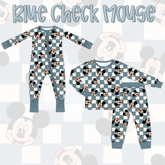Blue Check Mouse Two Piece Set