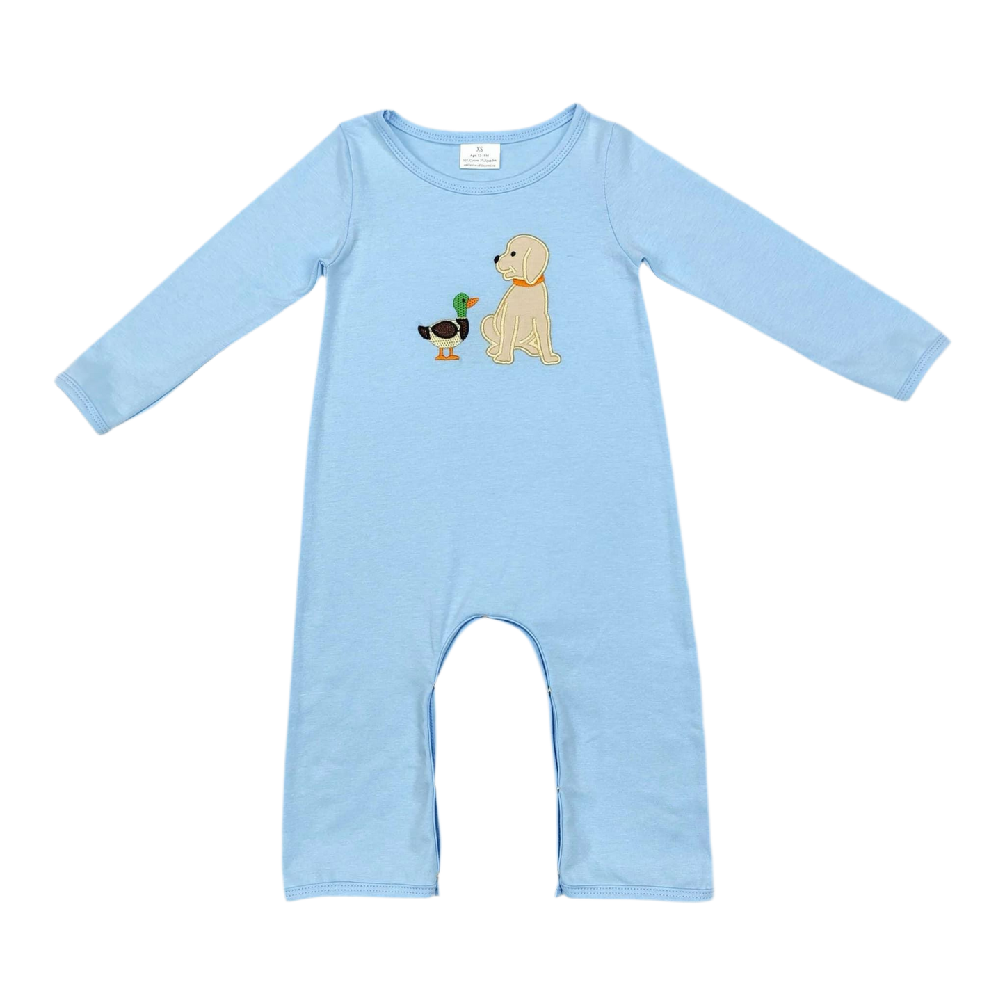 blue long sleeve romper