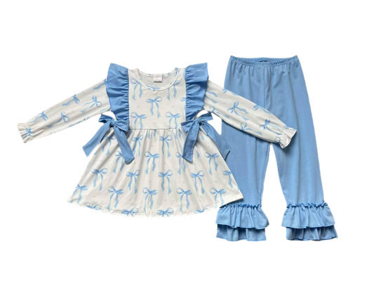 Blue Bow Long Sleeve Set