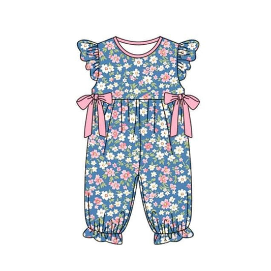 Navy & Pink Floral Romper