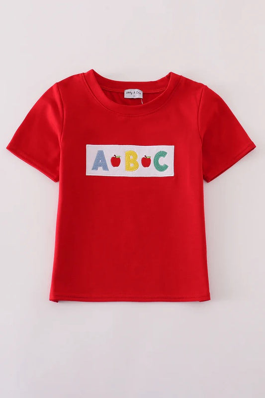 red ABC shirt