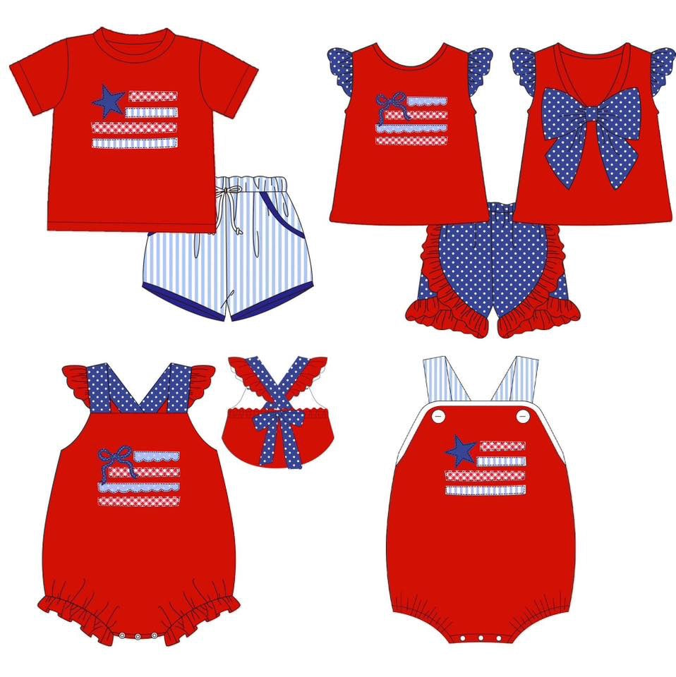 Patchwork Flag Girl Diaper Set